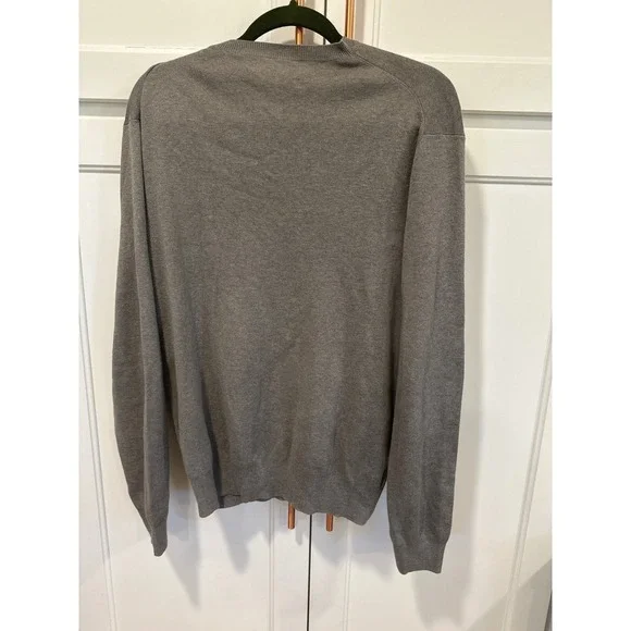 Polo Ralph Lauren Men V-Neck Sweater Gray Long Sleeve Pima Cotton Size L preppy - Picture 5 of 7